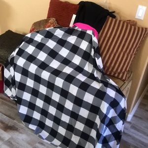 Eliza J black and white check and hot pink belt